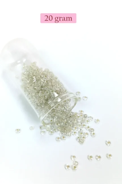 Kanyon Prime Dökme Cam Kum Boncuk (8/0) 3 mm - 20 Gram - Şeffaf Beyaz - BNC156