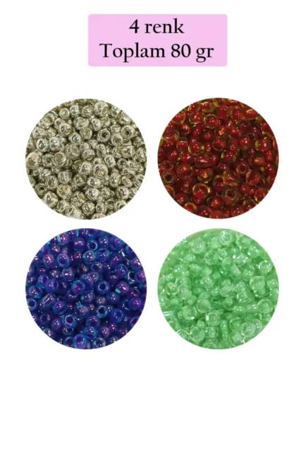 Kanyon Prime Dökme Cam Kum Boncuk (8/0) 3 mm - 4 Renk - Toplam 80 Gram - BNC417