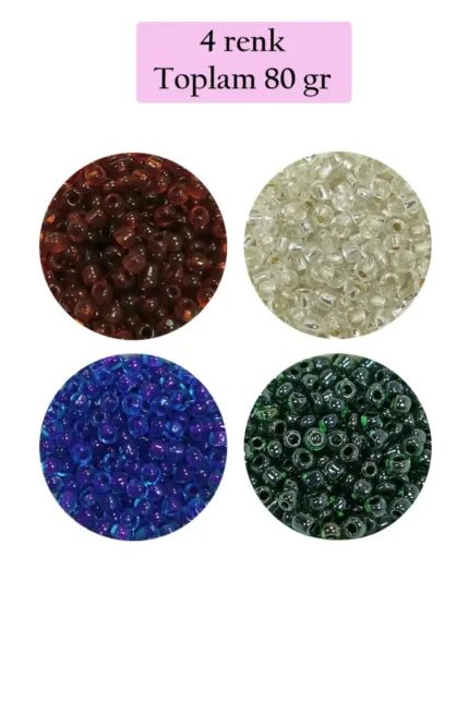 Kanyon Prime Dökme Cam Kum Boncuk (8/0) 3 mm - 4 Renk - Toplam 80 Gram - BNC420