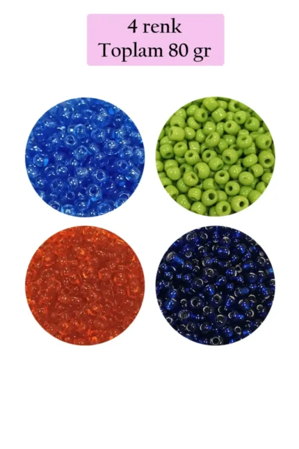 Kanyon Prime Dökme Cam Kum Boncuk (8/0) 3 mm - 4 Renk - Toplam 80 Gram - BNC421