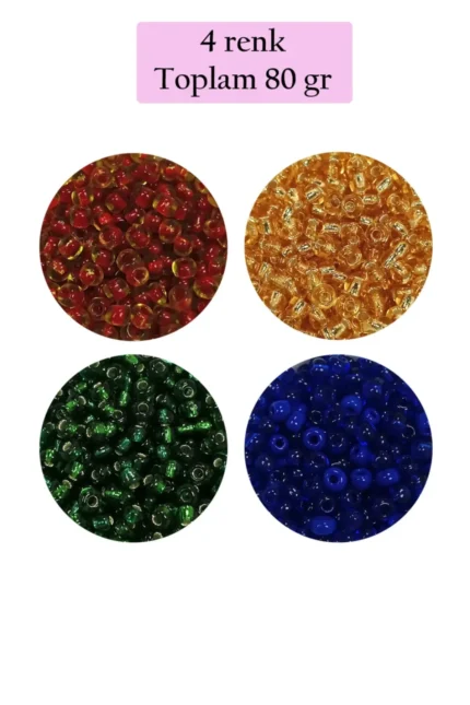 Kanyon Prime Dökme Cam Kum Boncuk (8/0) 3 mm - 4 Renk - Toplam 80 Gram - BNC424