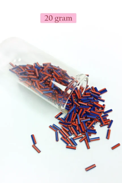 Kanyon Prime Uzun Boru Kesme Boncuk Çap 2mm Uzunluk 10 mm - 20 Gram - Turuncu Mavi - BNC238