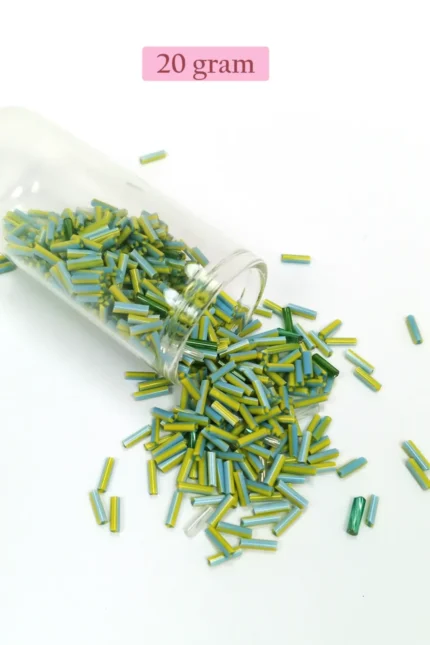 Kanyon Prime Uzun Boru Kesme Boncuk Çap 2mm Uzunluk 10 mm - 20 Gram - Yeşil Mavi - BNC250