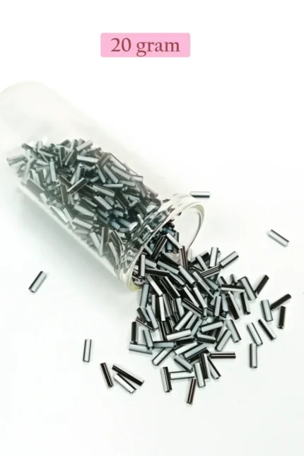 Kanyon Prime Uzun Boru Kesme Boncuk Çap 2mm Uzunluk 10 mm - 20 Gram - Siyah Beyaz - BNC251
