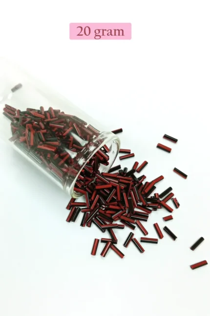 Kanyon Prime Uzun Boru Kesme Boncuk Çap 2mm Uzunluk 10 mm - 20 Gram - Kırmızı Siyah - BNC252