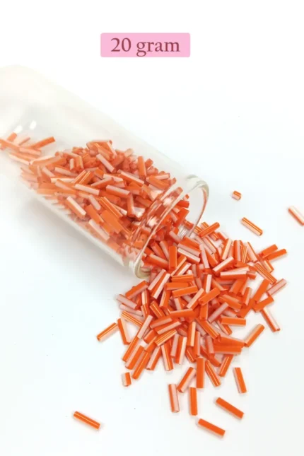 Kanyon Prime Uzun Boru Kesme Boncuk Çap 2mm Uzunluk 10 mm - 20 Gram - Turuncu Beyaz - BNC255