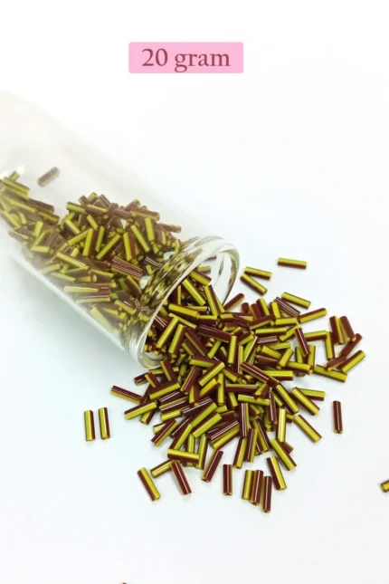 Kanyon Prime Uzun Boru Kesme Boncuk Çap 2mm Uzunluk 10 mm - 20 Gram - Koyu Kırmızı Sarı - BNC258