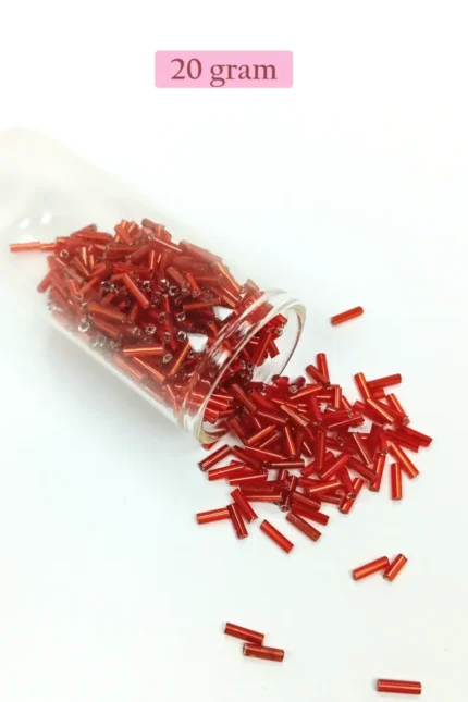 Kanyon Prime Uzun Boru Kesme Boncuk Çap 2mm Uzunluk 10 mm - 20 Gram - Şeffaf Kırmızı - BNC260