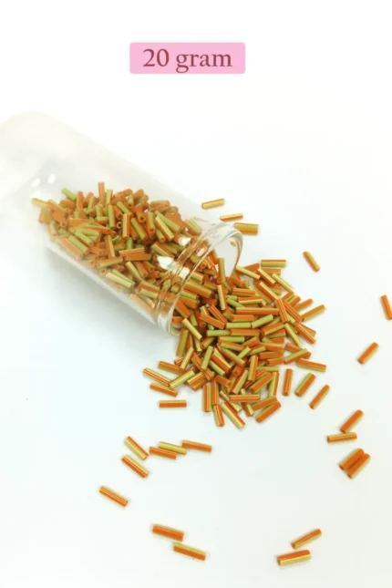 Kanyon Prime Uzun Boru Kesme Boncuk Çap 2mm Uzunluk 10 mm - 20 Gram - Yeşil Turuncu - BNC261