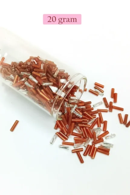 Kanyon Prime Uzun Boru Kesme Boncuk Çap 2mm Uzunluk 10 mm - 20 Gram - Kahverengi Gümüş - BNC262